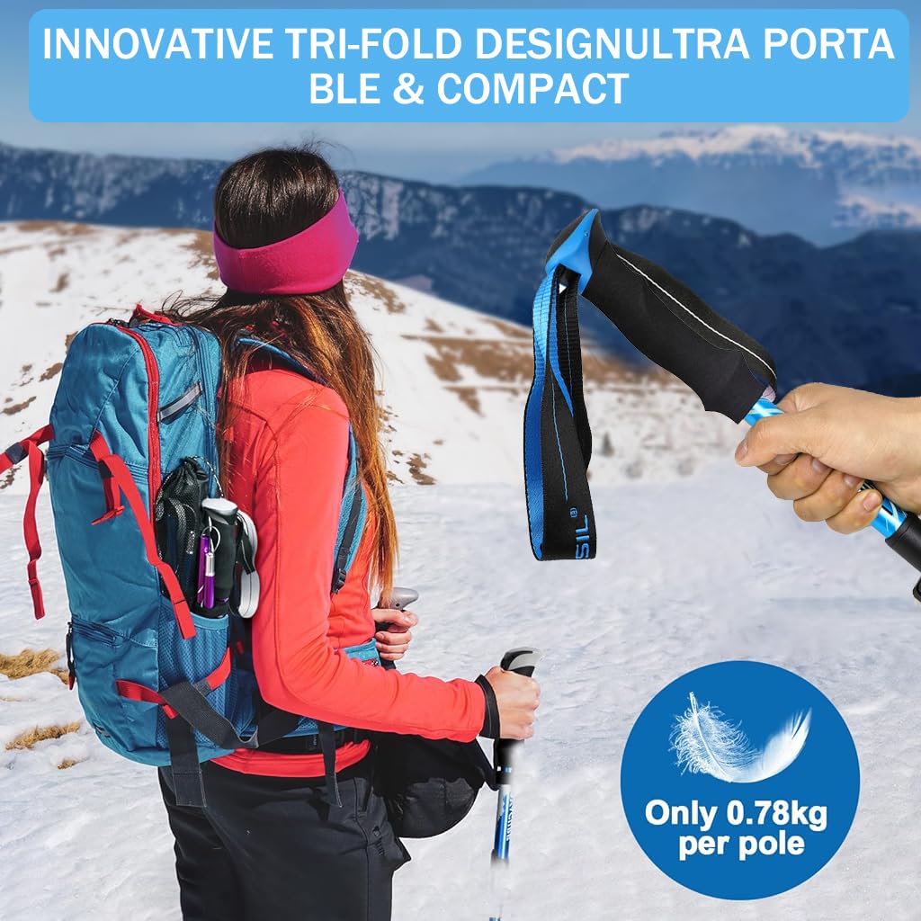 Proberos 49'' Trekking Pole, Retractable Heavy Duty Aluminum Travel Trekking Pole Quick Lock Length Trekking, Shock-Absorbent with Storage Bag & Accessories for Travel, Climbing, Hiking, 2pcs Proberos 49'' Trekking Pole, Retractable Heavy Duty Aluminum Travel Trekking Pole Quick Lock Length Trekking, Shock-Absorbent with Storage Bag & Accessories for Travel, Climbing, Hiking, 2pcs